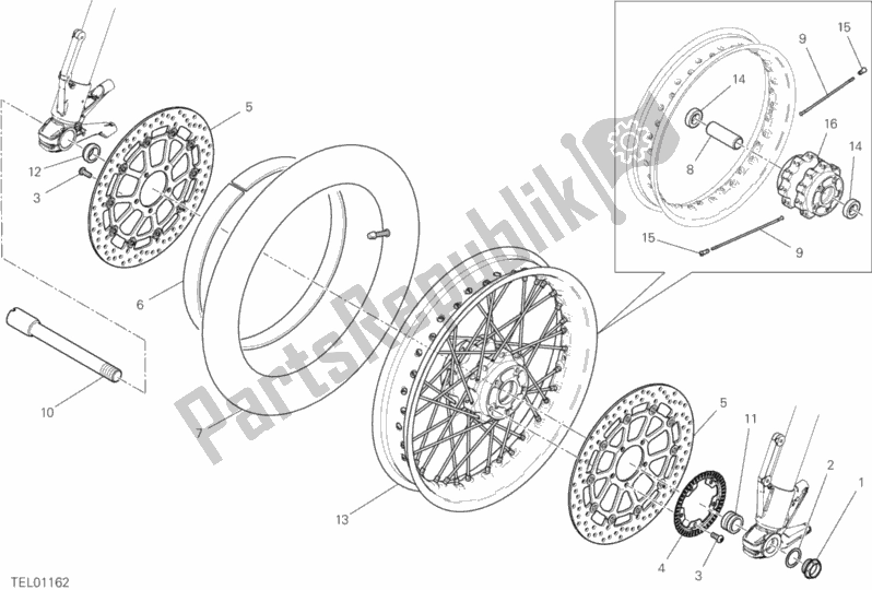All parts for the Front Wheel of the Ducati Scrambler 1100 Special Thailand 2020